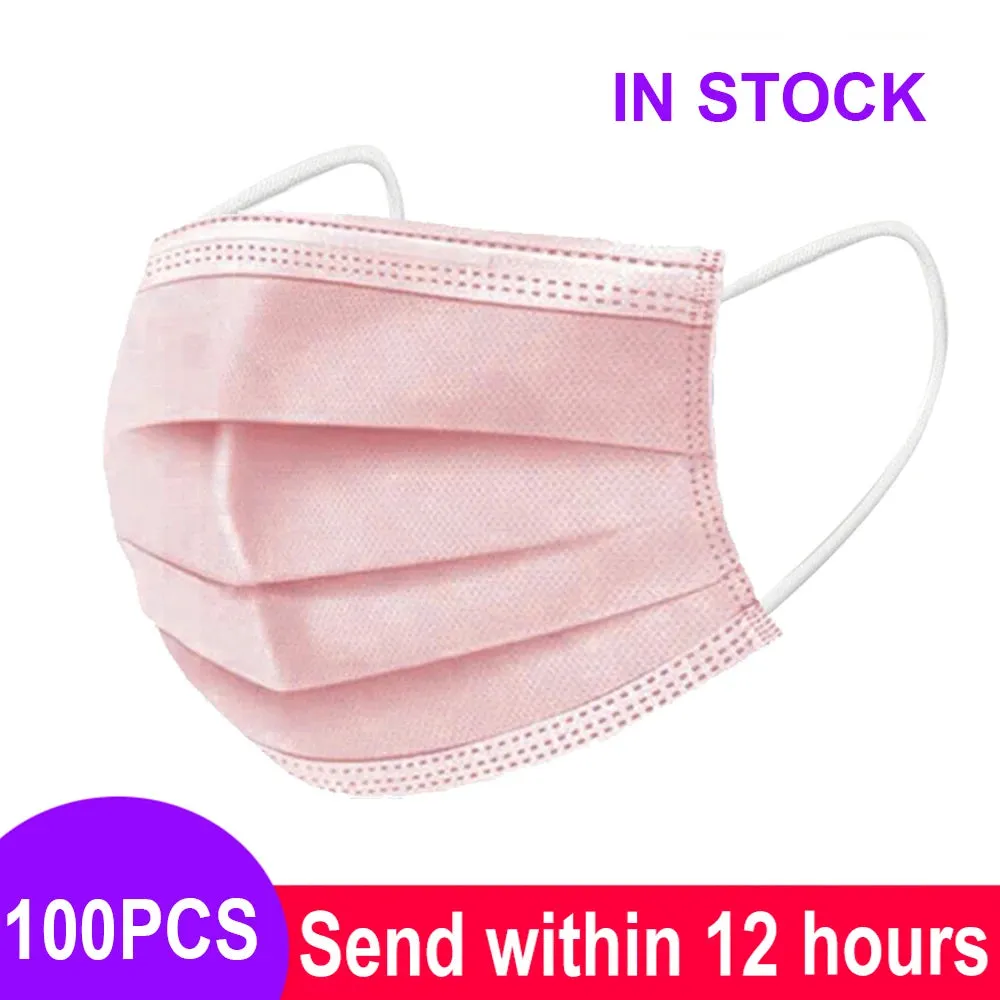 3-Layer Non-Woven Disposable Face Masks with Elastic Ear Loops Adult Anti-Dust Mouth Masks - Pack of 2/50/100/200