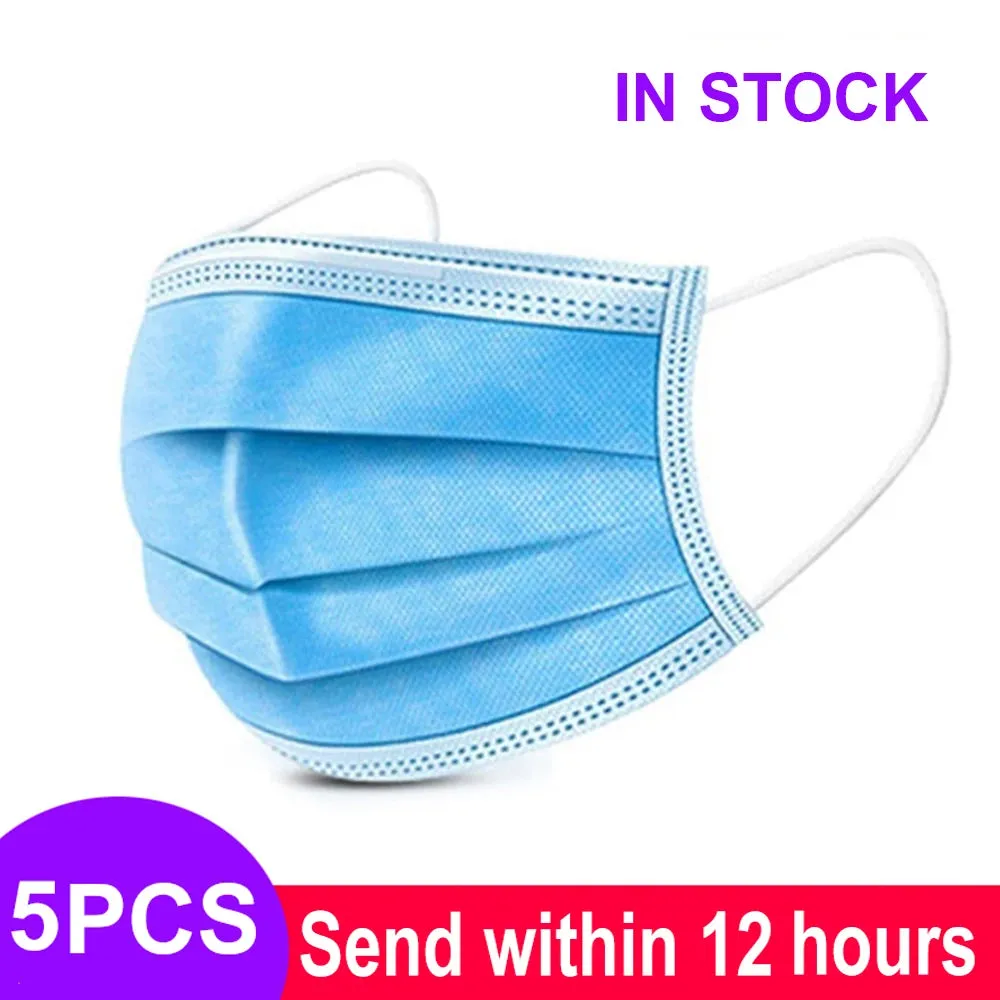 3-Layer Non-Woven Disposable Face Masks with Elastic Ear Loops Adult Anti-Dust Mouth Masks - Pack of 2/50/100/200