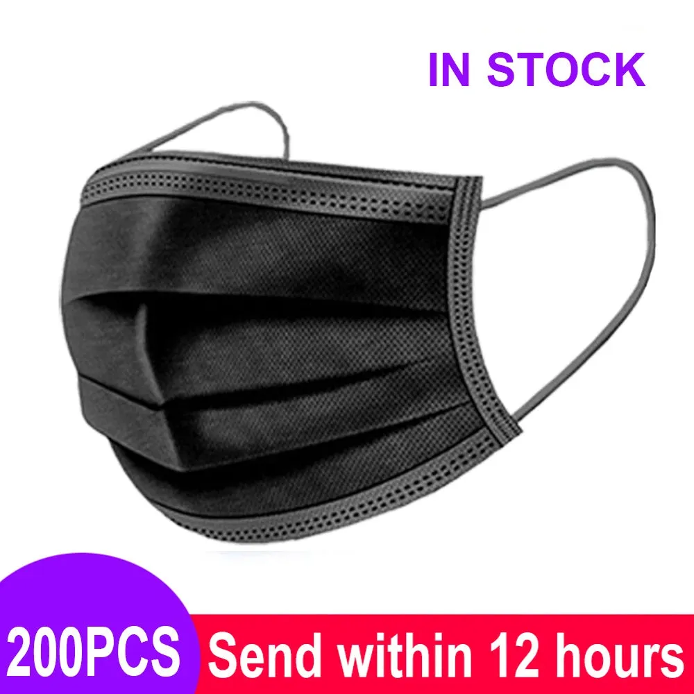 3-Layer Non-Woven Disposable Face Masks with Elastic Ear Loops Adult Anti-Dust Mouth Masks - Pack of 2/50/100/200