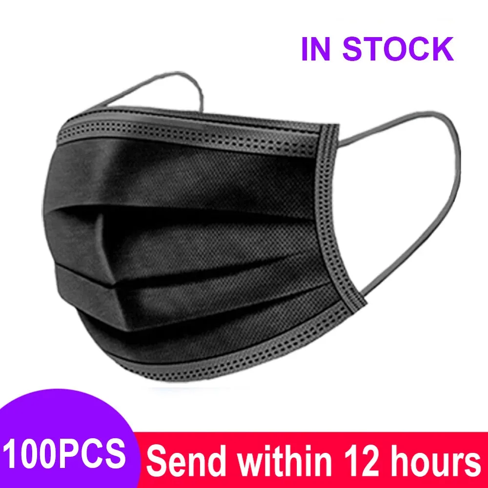 3-Layer Non-Woven Disposable Face Masks with Elastic Ear Loops Adult Anti-Dust Mouth Masks - Pack of 2/50/100/200