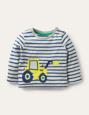 Big Appliqué T-shirt-White/Duke Blue Digger