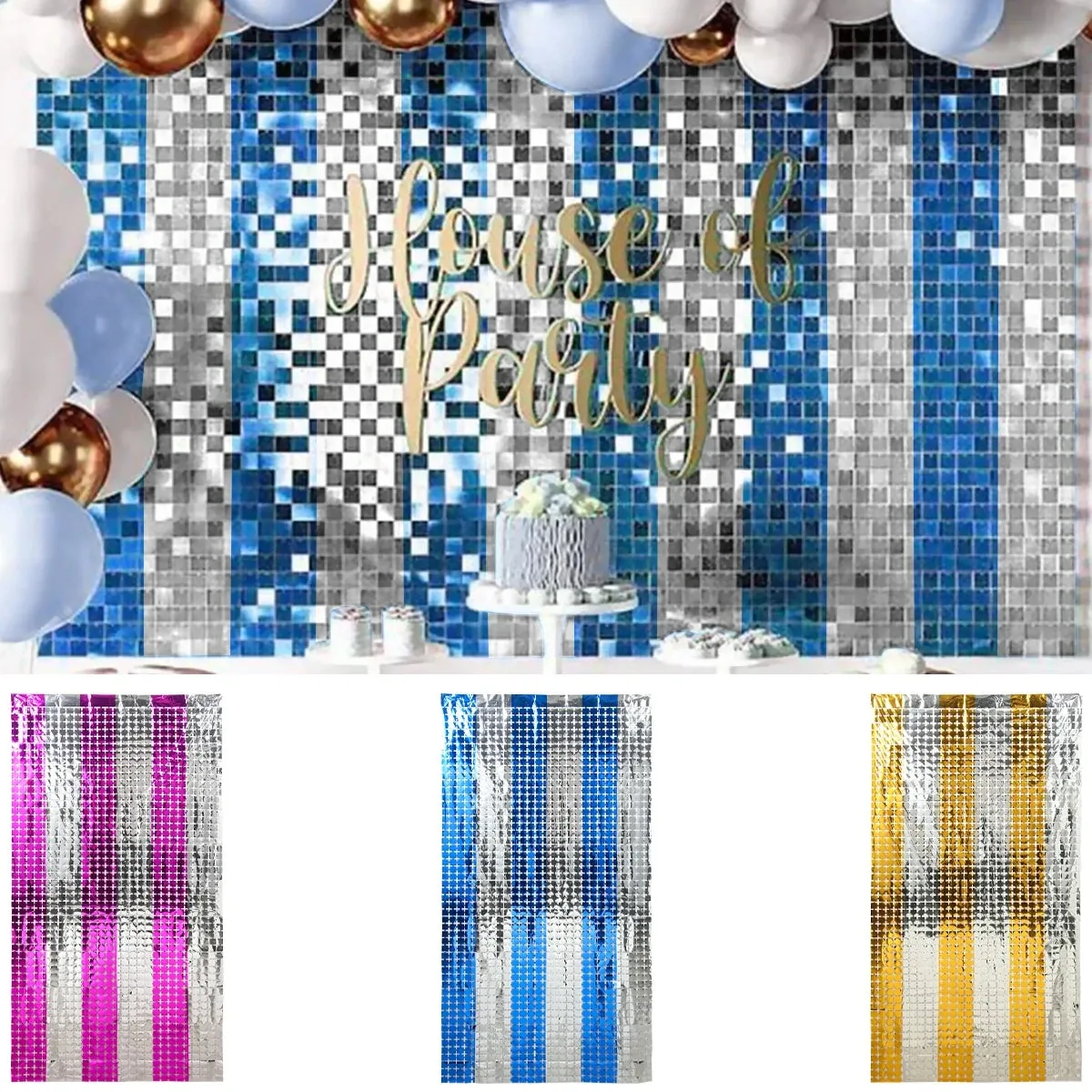 Birthday Party Sequin Curtain Baby Shower Wedding Backdrop