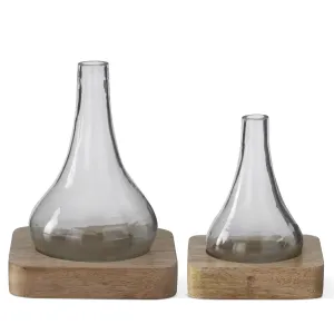 Bud Vases on Wood Trays - 2 Sizes