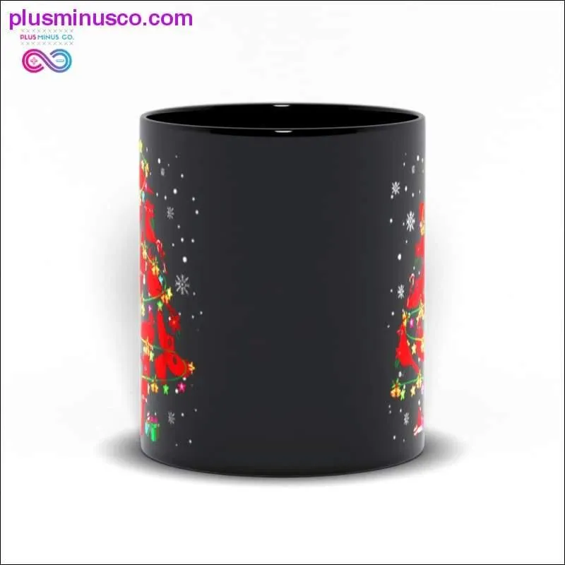 Cardinal Bird Christmas Tree Black Mugs