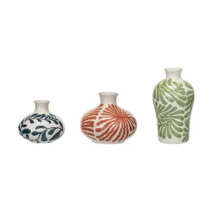 Hand-Painted Stoneware Vases - 3 Styles