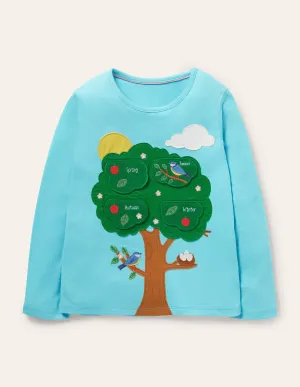 Lift-the-flap T-shirt-Aqua Blue Seasons