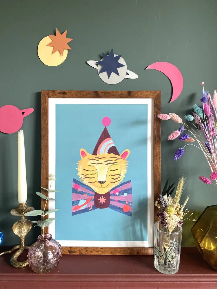 Magical Party Tiger Art Print