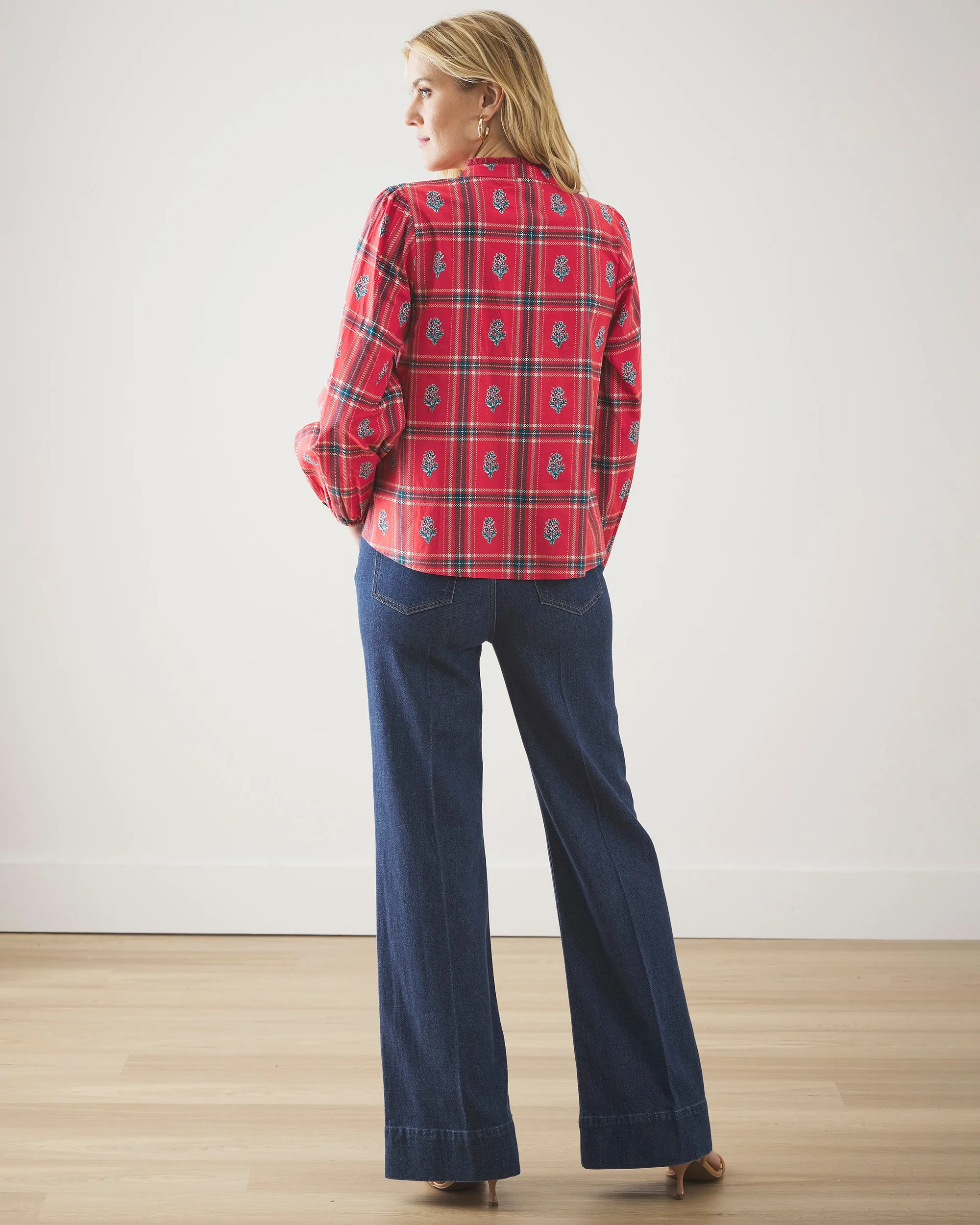 Nostalgia Plaid - On the Books Blouse - Joyful Red
