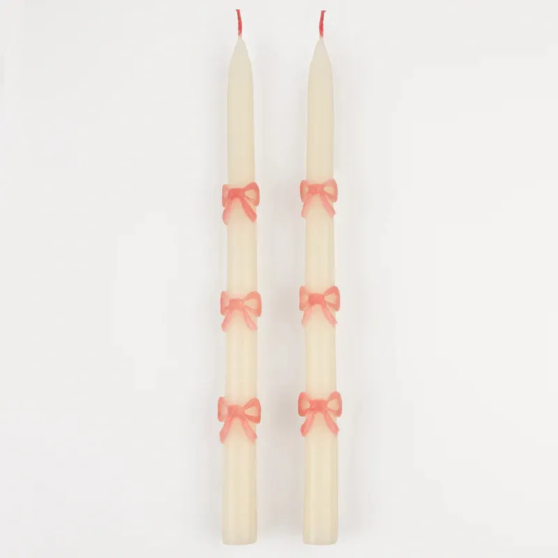 Pink Bow Taper Candels