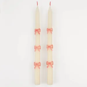 Pink Bow Taper Candels