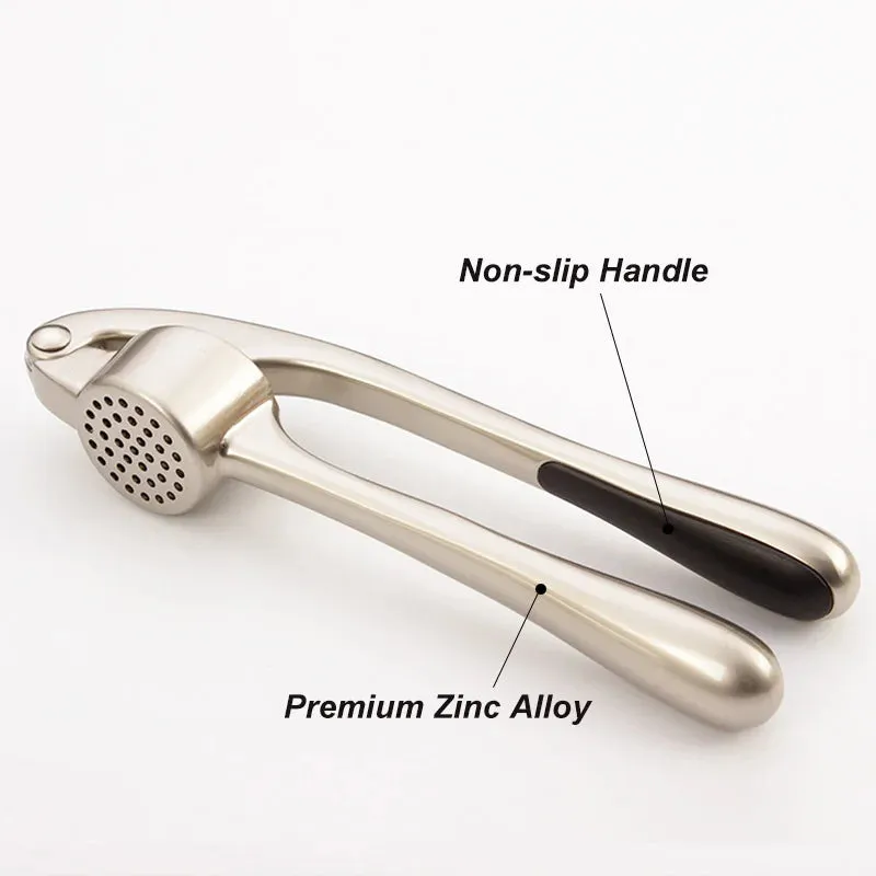 Premium Metal Garlic Press Slicer with Great Handle Kitchen Tool for Fruit Vegetable Chopper Crusher Presser