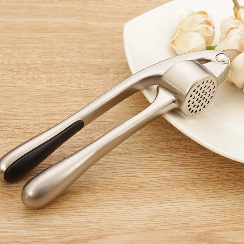 Premium Metal Garlic Press Slicer with Great Handle Kitchen Tool for Fruit Vegetable Chopper Crusher Presser