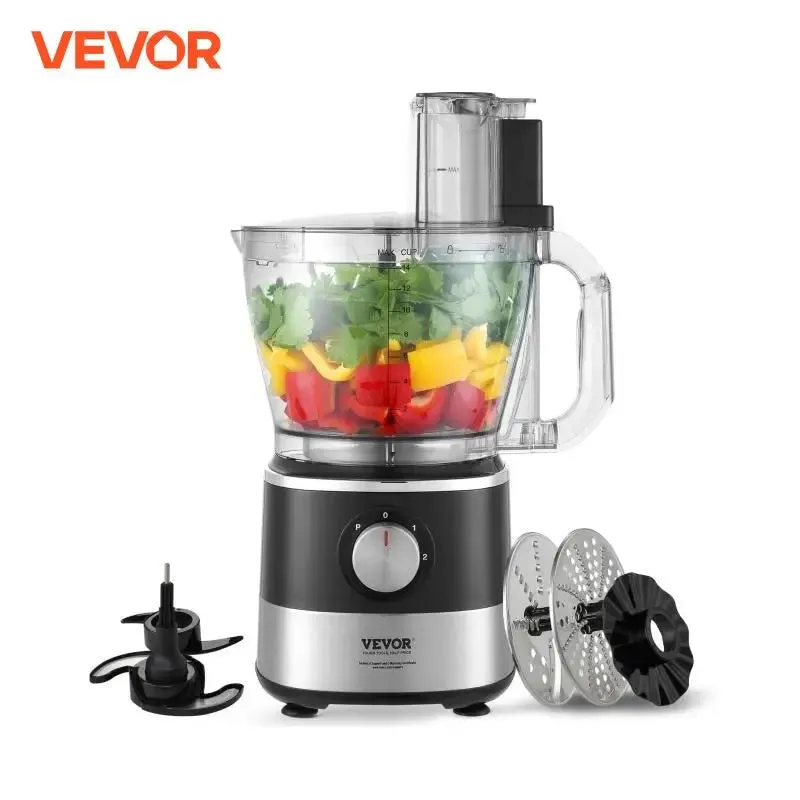 Professional VEVOR Food Processor 14-Cup Vegetable Chopper Stainless Steel Blade 600 Watts for Chopping Mixing Kneading Dough