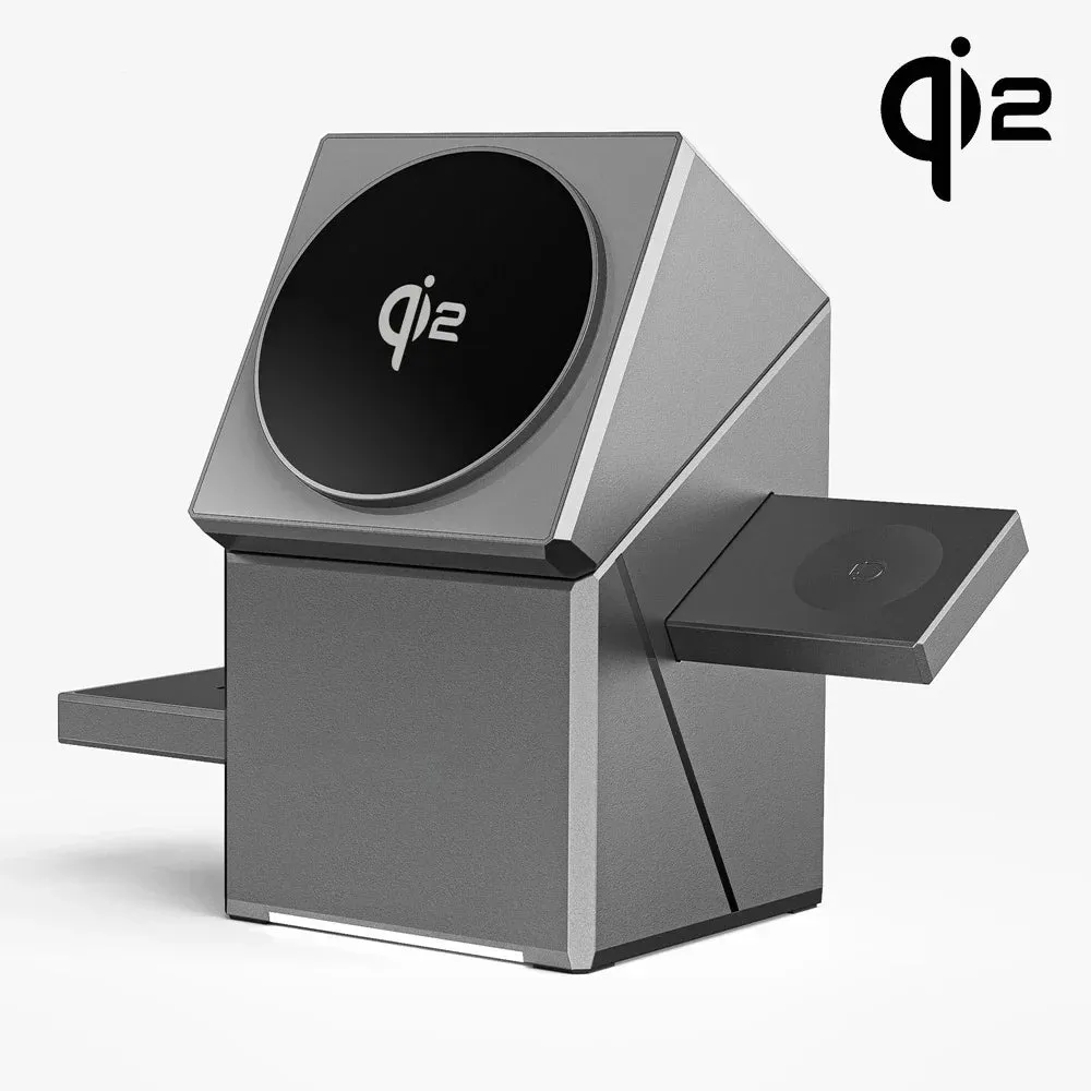 Quick Wireless Charger 15W Qi2 3 in 1 Magsafe Magnetic Autorotation Dock Station for Android iPhone iWatch Airpods Fast Charging