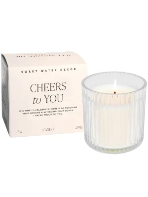 Ribbed Glass Jar Soy Candle - Cheers To You