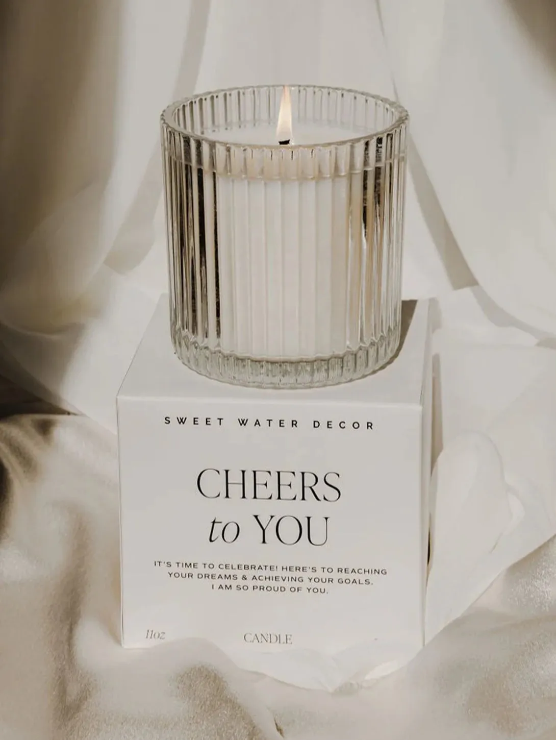 Ribbed Glass Jar Soy Candle - Cheers To You