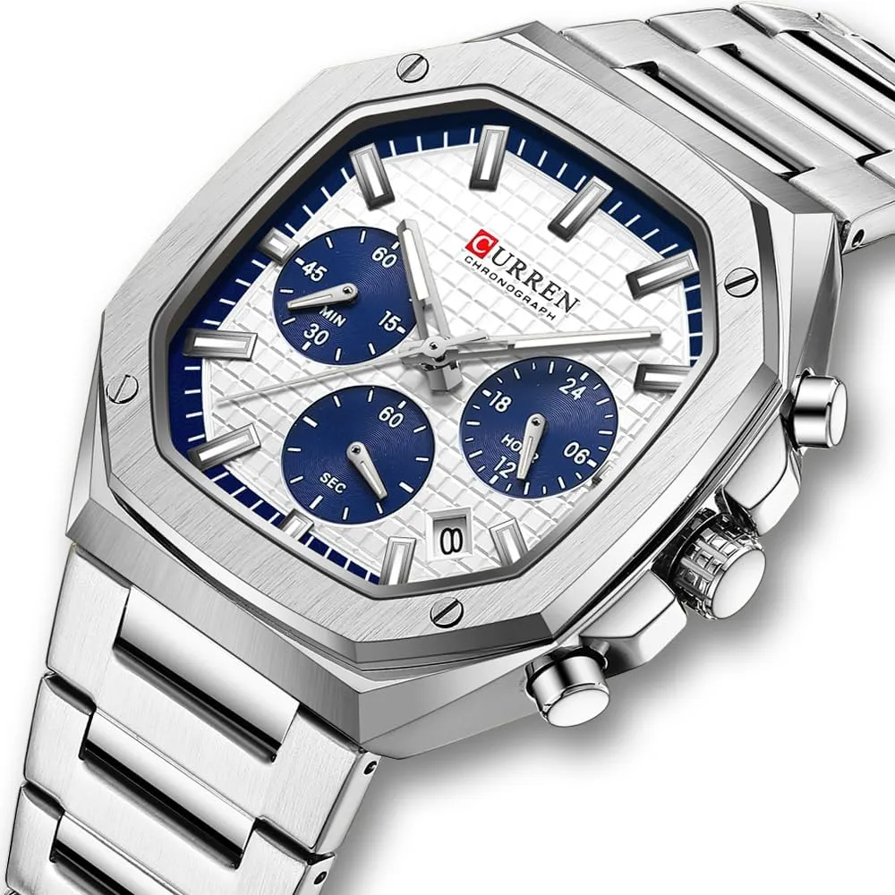 RNONDRY Luxury Watches for Men Dress Watch Mens Chronograph Analog Watch Men Stainless Steel Waterproof Watches 6-Hands Square Watches