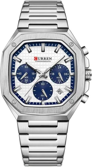 RNONDRY Luxury Watches for Men Dress Watch Mens Chronograph Analog Watch Men Stainless Steel Waterproof Watches 6-Hands Square Watches