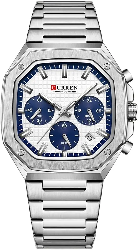 RNONDRY Luxury Watches for Men Dress Watch Mens Chronograph Analog Watch Men Stainless Steel Waterproof Watches 6-Hands Square Watches