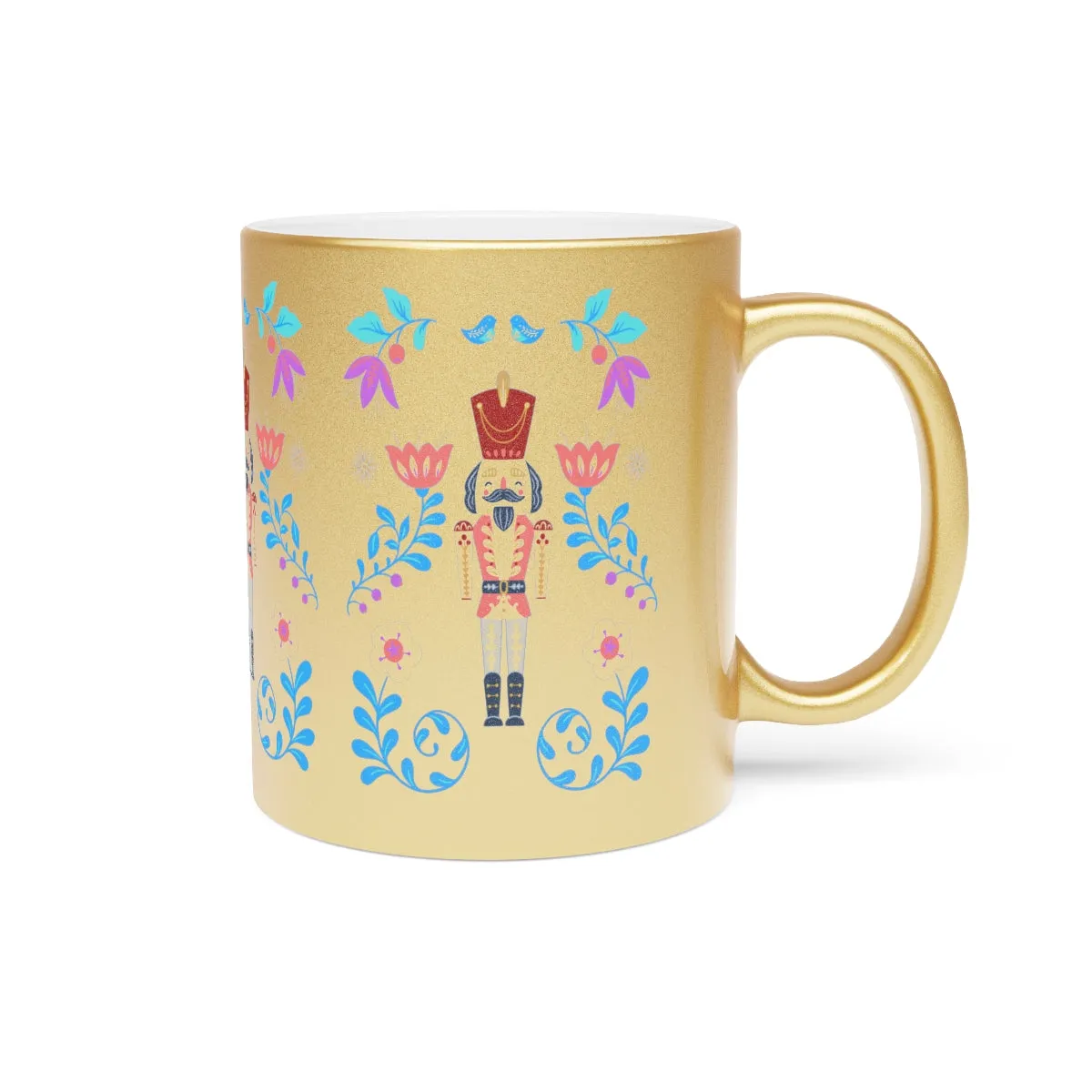 Silver Nutcracker Aesthetic Mug, Purple Flower Christmas Mug, Trendy Coffee Mug, Tumblr Mug, Aesthetic Holiday Gift, Minimalist Nutcracker