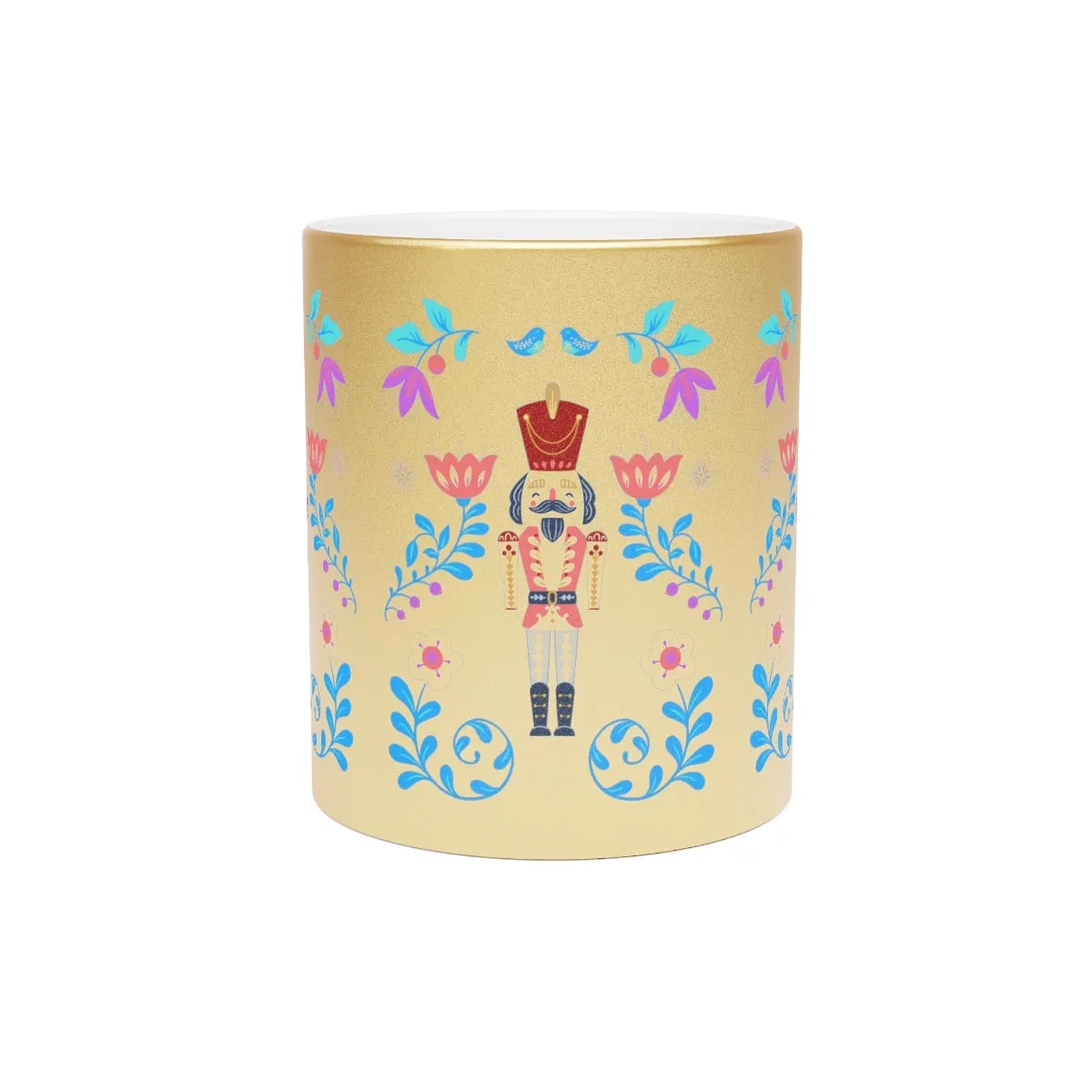Silver Nutcracker Aesthetic Mug, Purple Flower Christmas Mug, Trendy Coffee Mug, Tumblr Mug, Aesthetic Holiday Gift, Minimalist Nutcracker